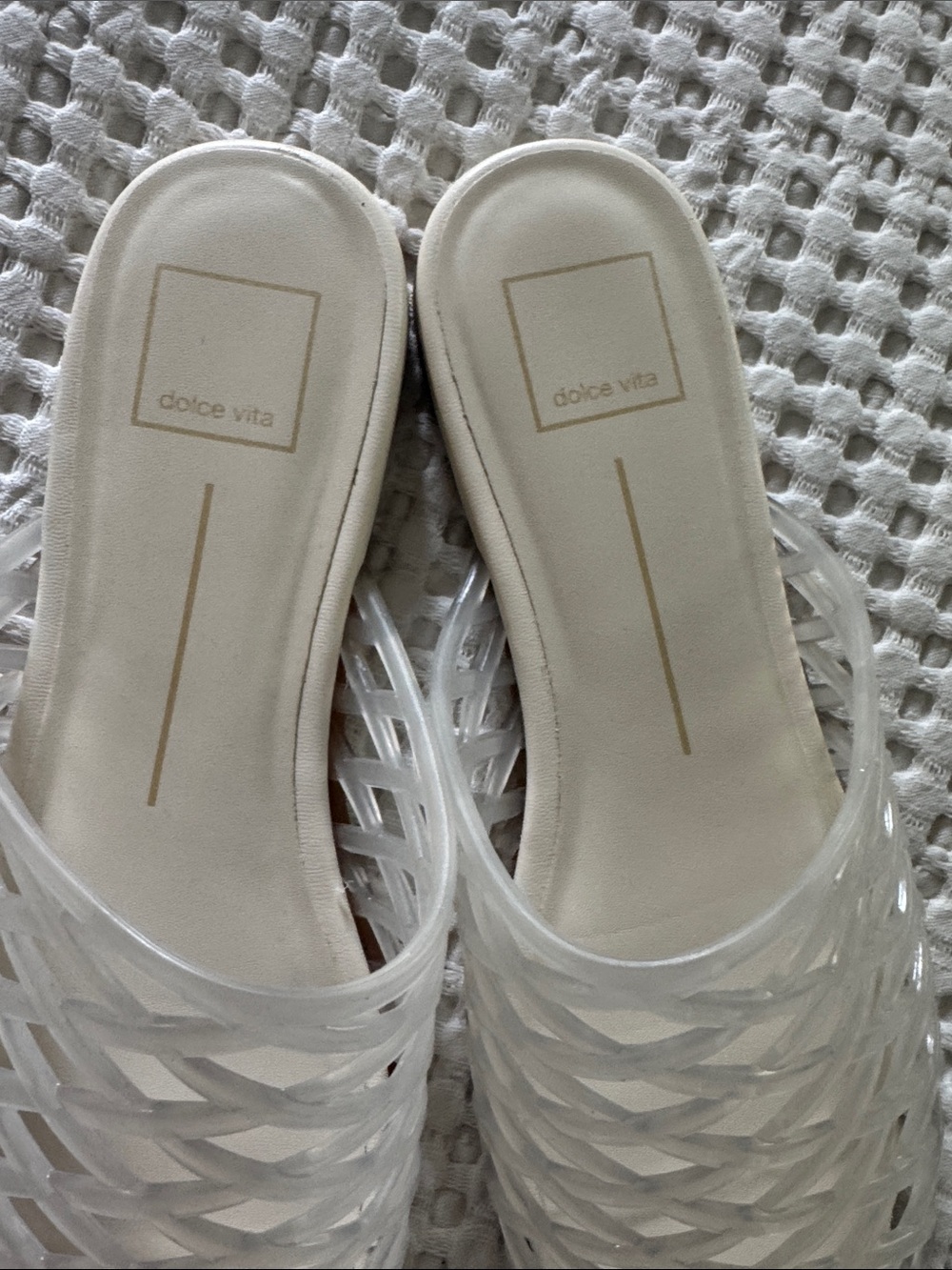 Woven Slide Mules in Clear Jelly - Women's Casual Slip-Ons - Picture 2 of 5